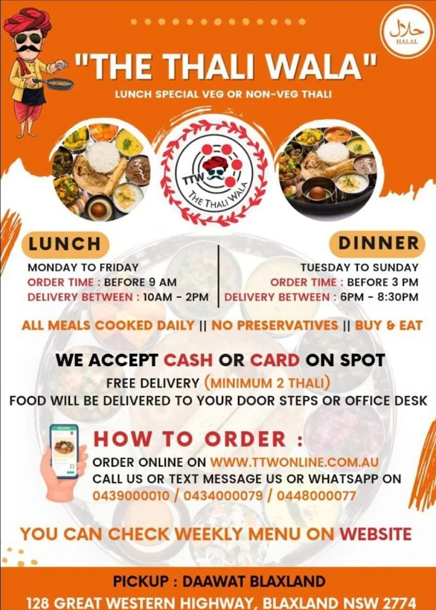 Menu, The thali wala sydney