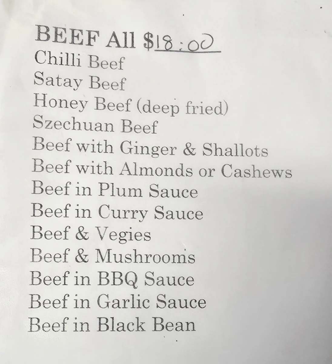 Menu, It is under a new name & management.