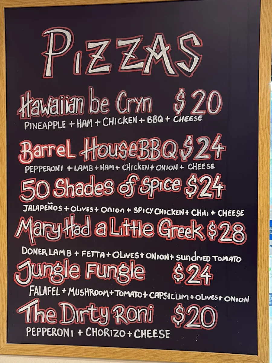 Menu, The Double Barrel Bar
