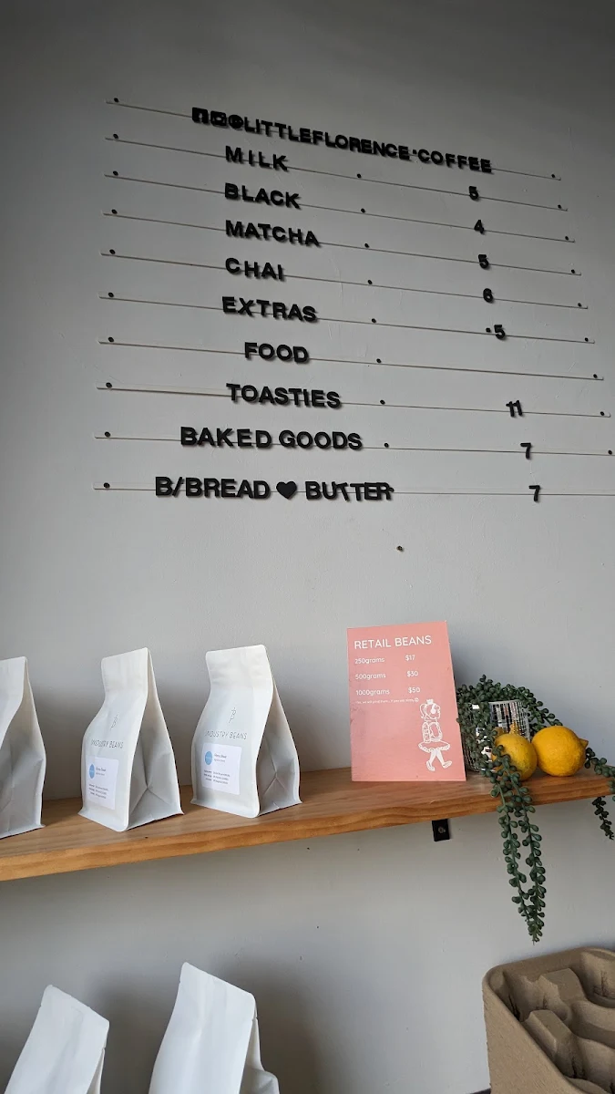 Menu, Little Florence Coffee