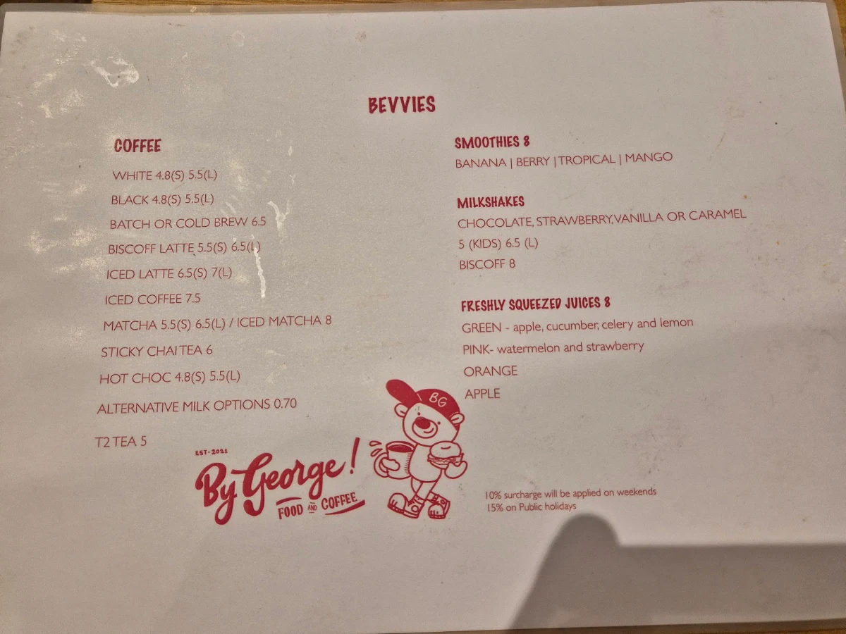 Menu, By George Coffee