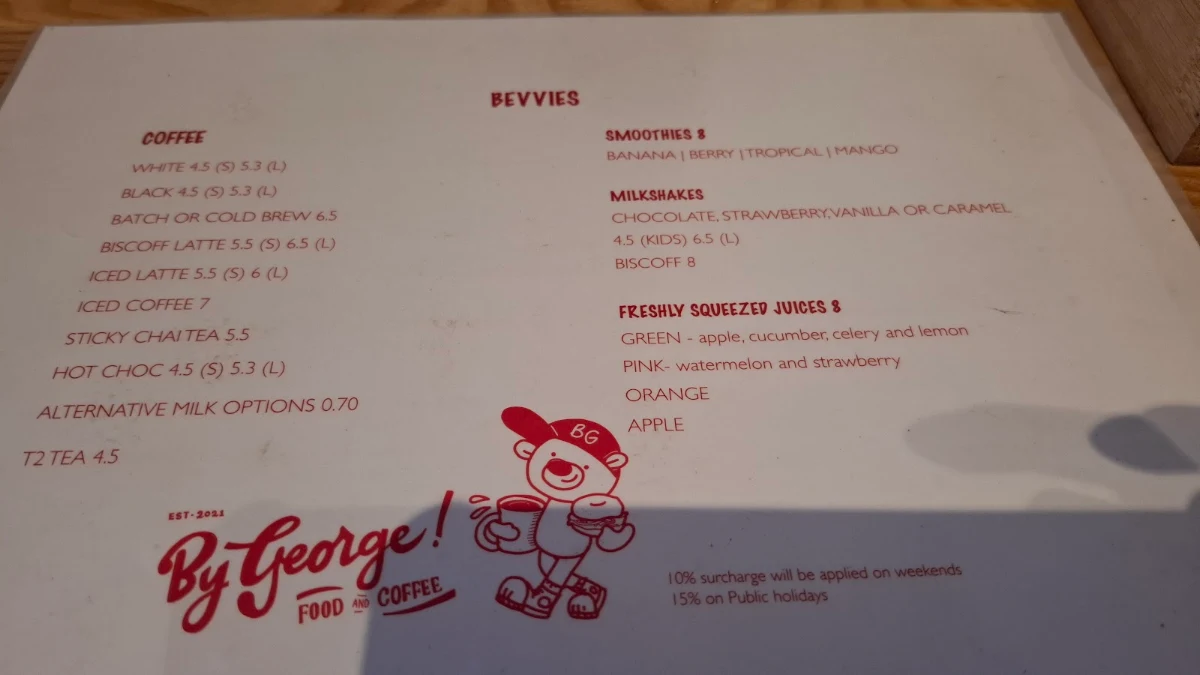 Menu, By George Coffee