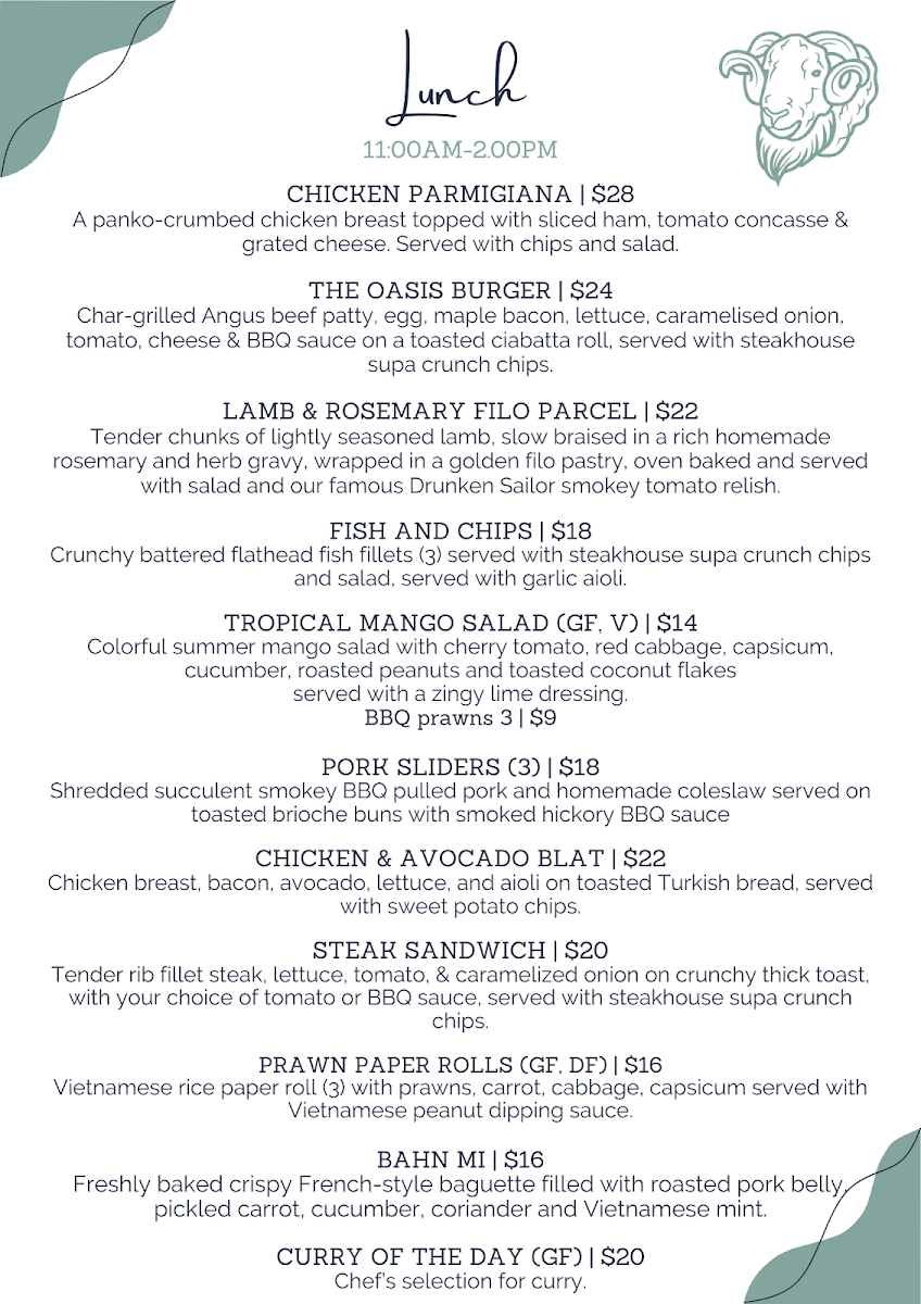 Menu, Woolshed Baa & Grill and Baa-rista