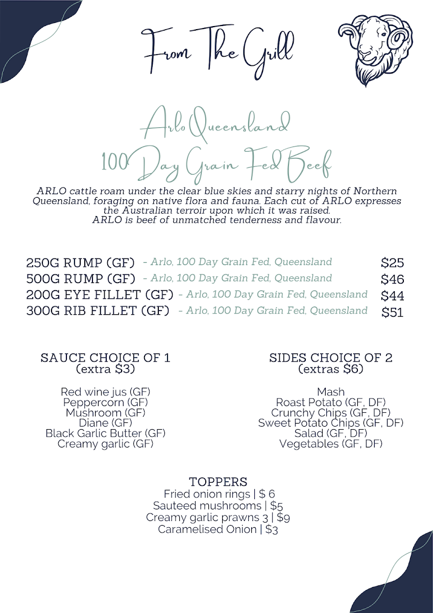 Menu, Woolshed Baa & Grill and Baa-rista