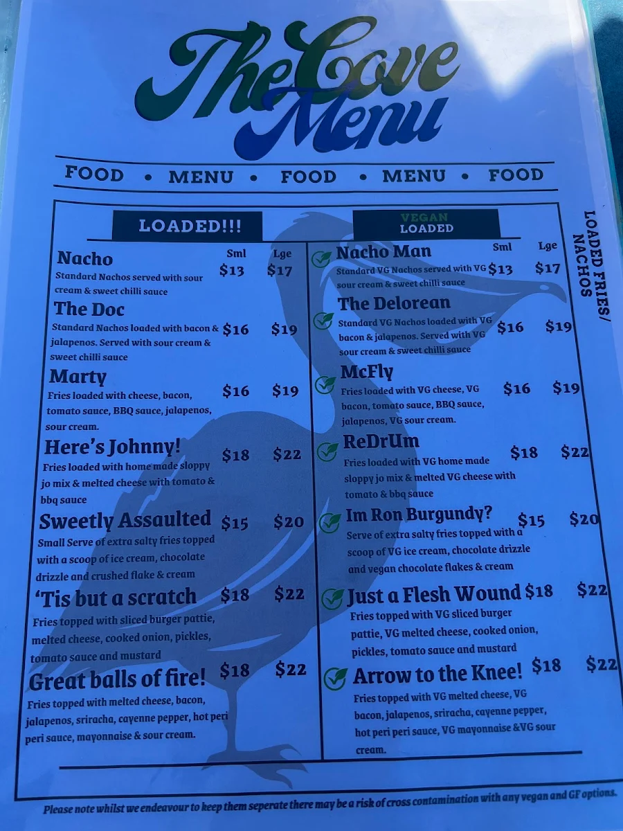 Menu, The Cove