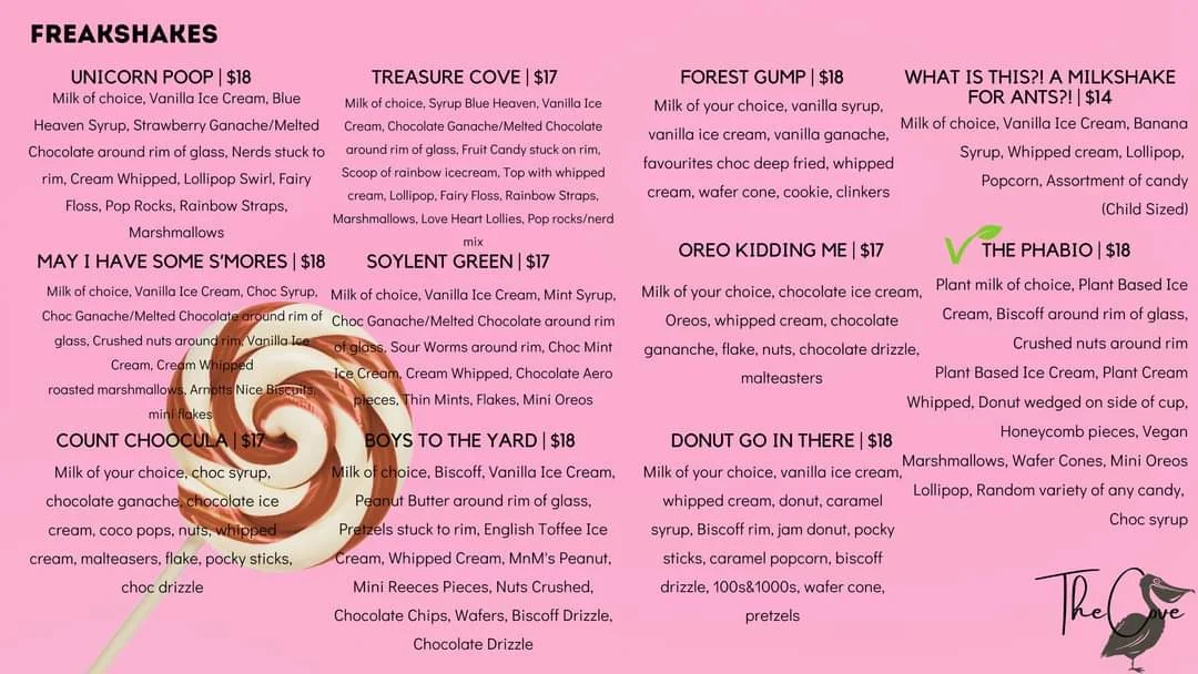 Menu, The Cove