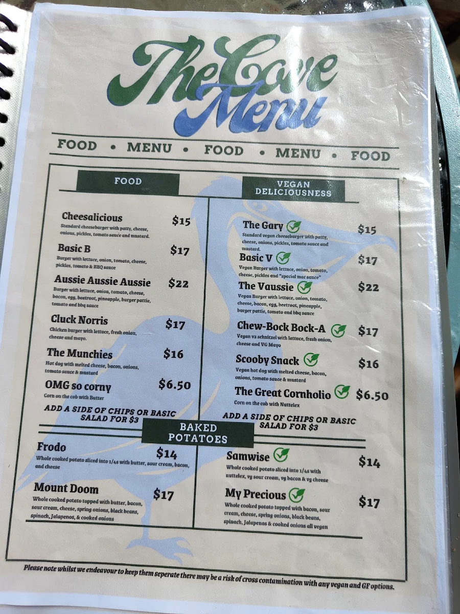 Menu, The Cove
