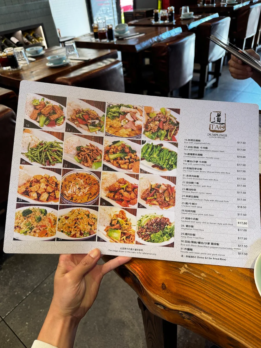 Menu, Tao Dumplings Camberwell