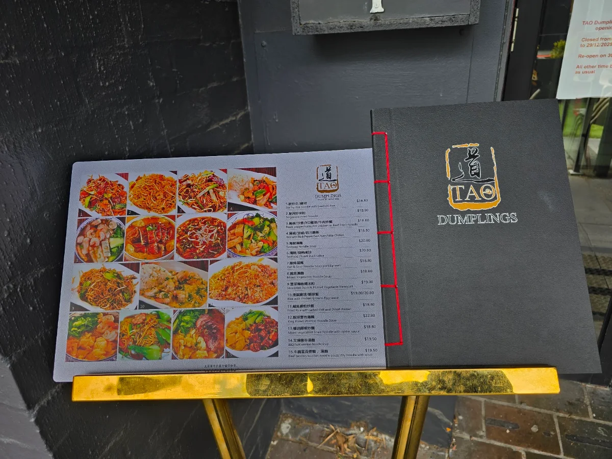 Menu, Tao Dumplings Camberwell