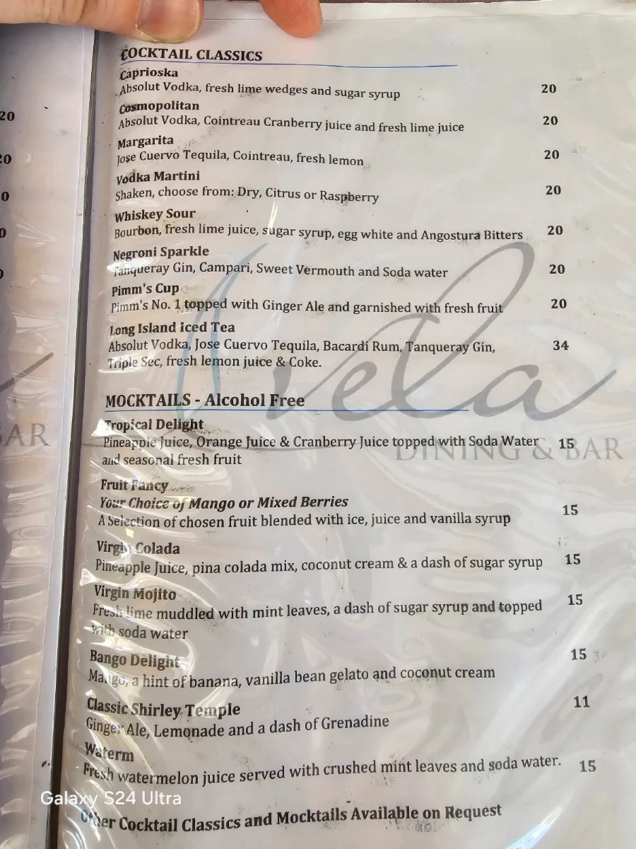 Menu, Sanders Kiosk