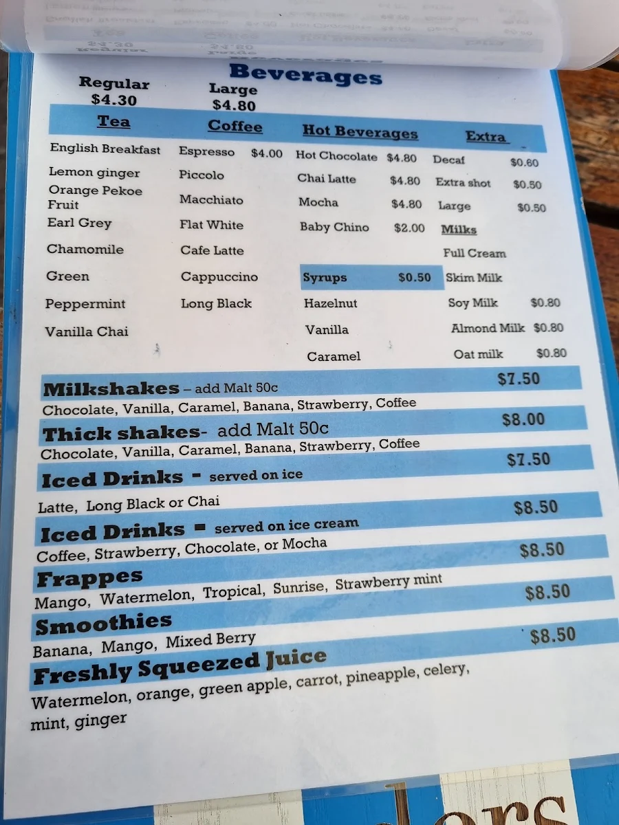 Menu, Sanders Kiosk