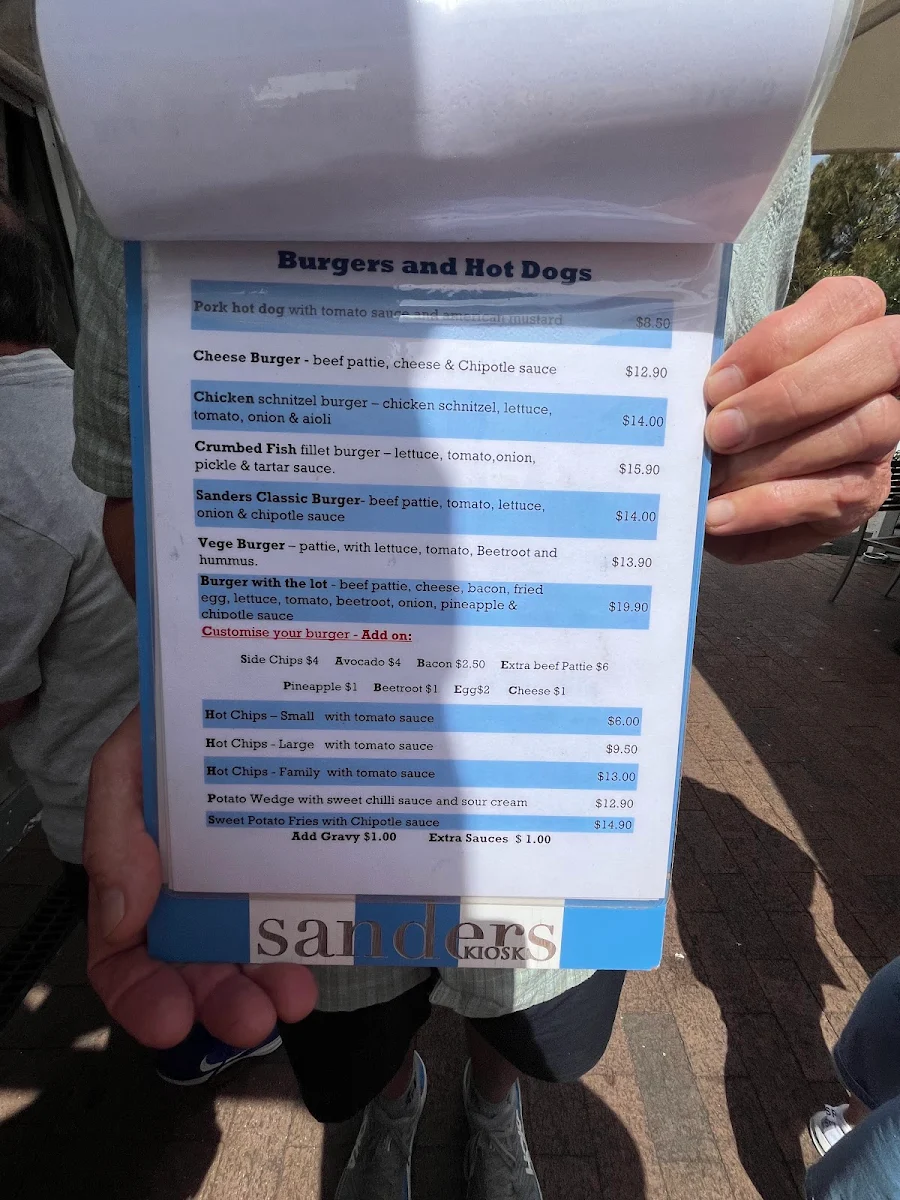 Menu, Sanders Kiosk