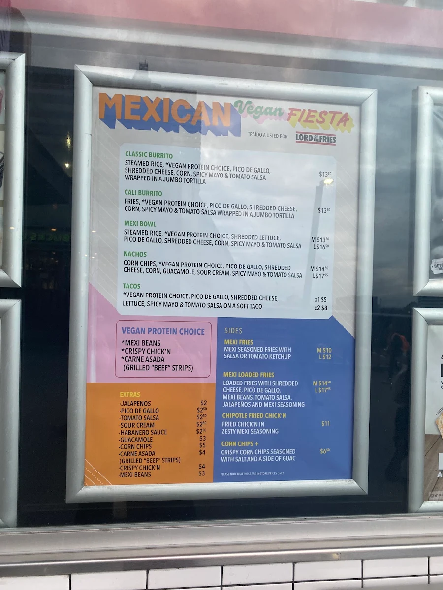 Menu, Lord of the Fries - Southern Cross Station