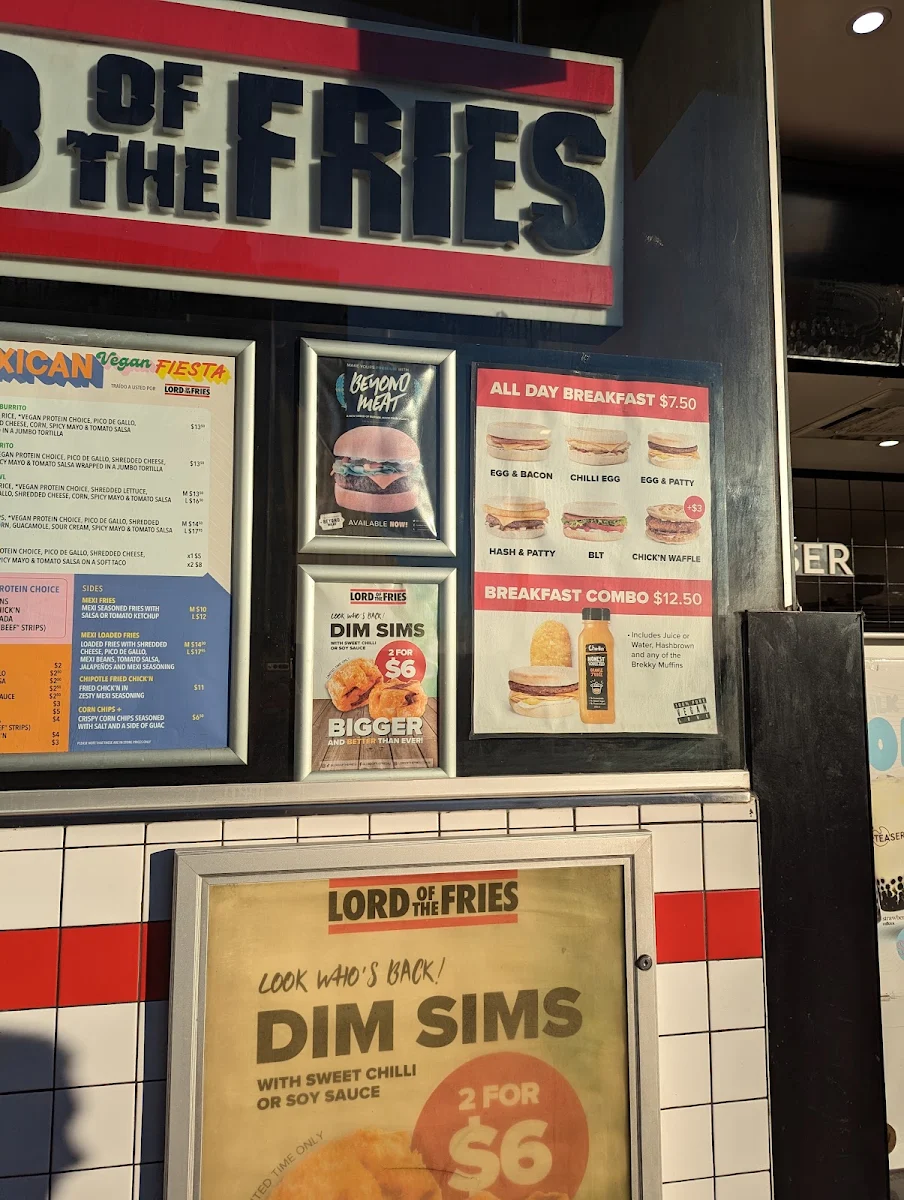 Menu, Lord of the Fries - Southern Cross Station
