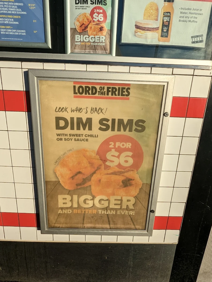 Menu, Lord of the Fries - Southern Cross Station