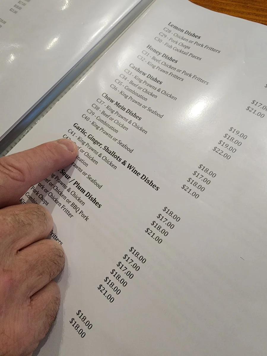 Menu, Kowin Restaurant