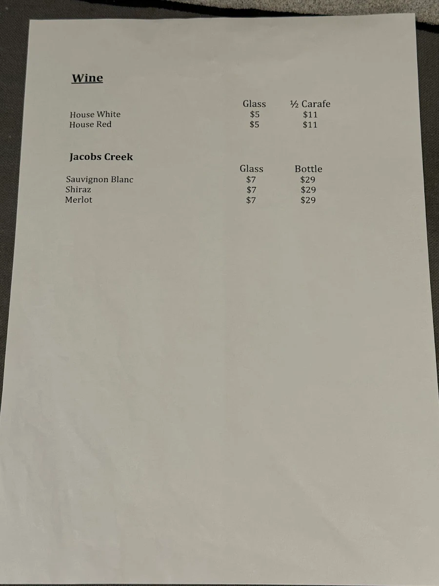 Menu, Kowin Restaurant