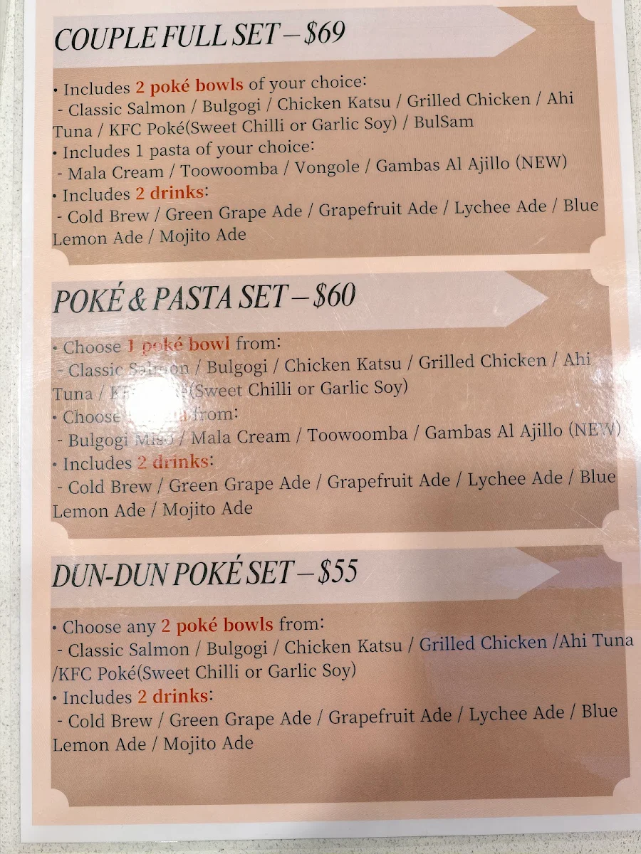 Menu, The place