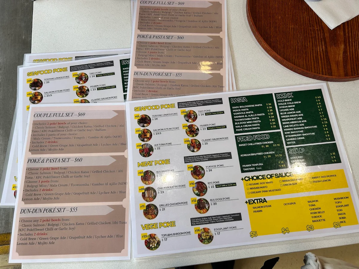 Menu, The place