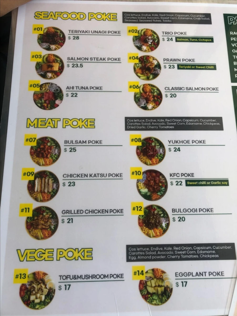 Menu, The place