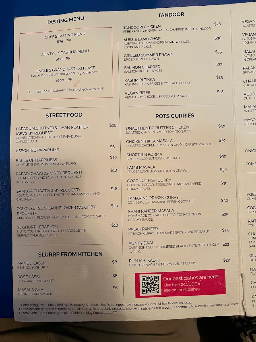 Menu, Don't Tell Aunty
