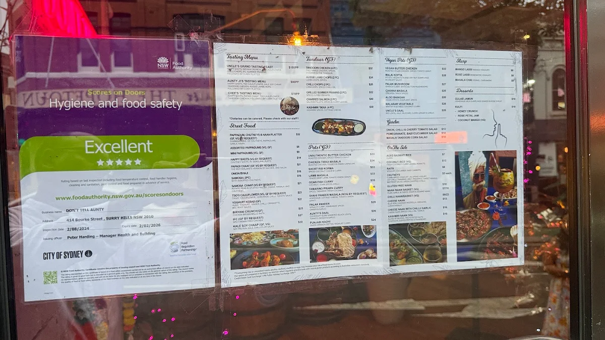Menu, Don't Tell Aunty