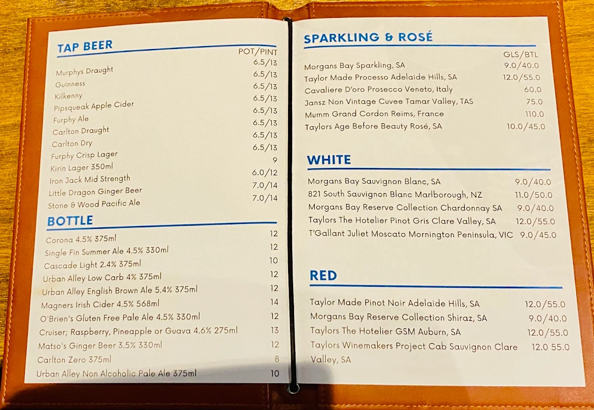 Menu, Murphys