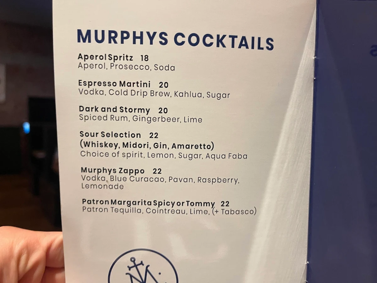 Menu, Murphys