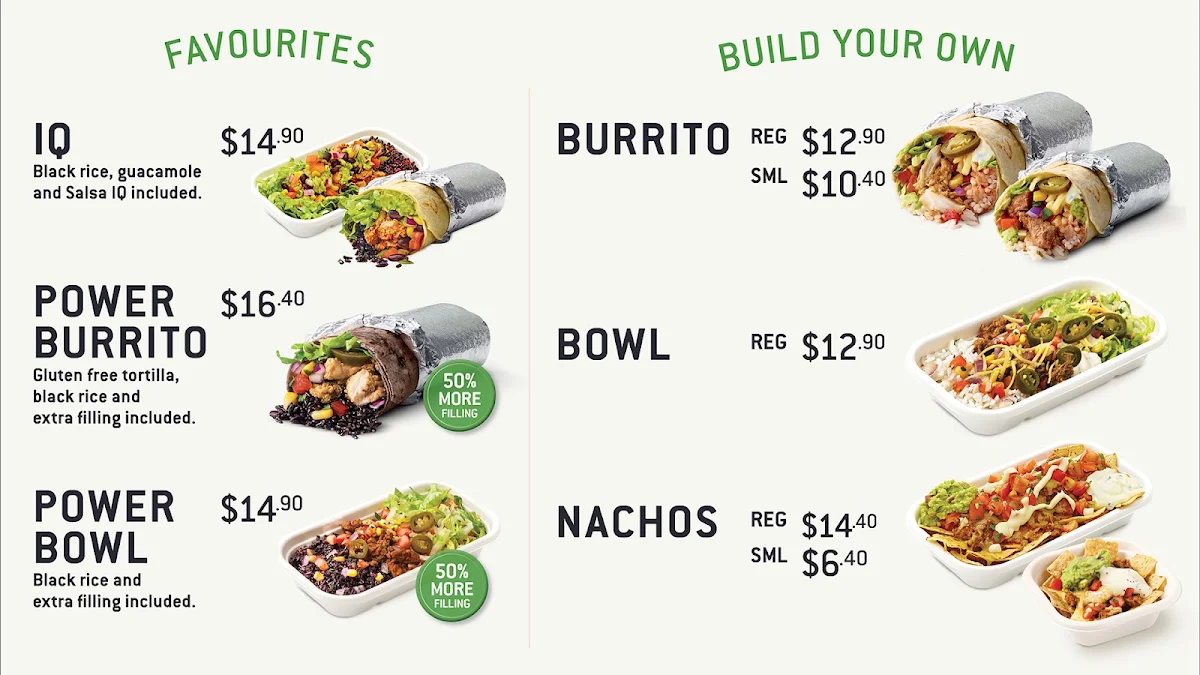 Menu, Zambrero Jindalee