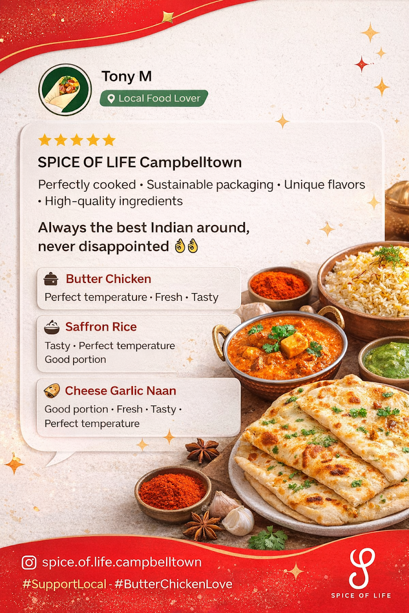Menu, SPICE OF LIFE Campbelltown