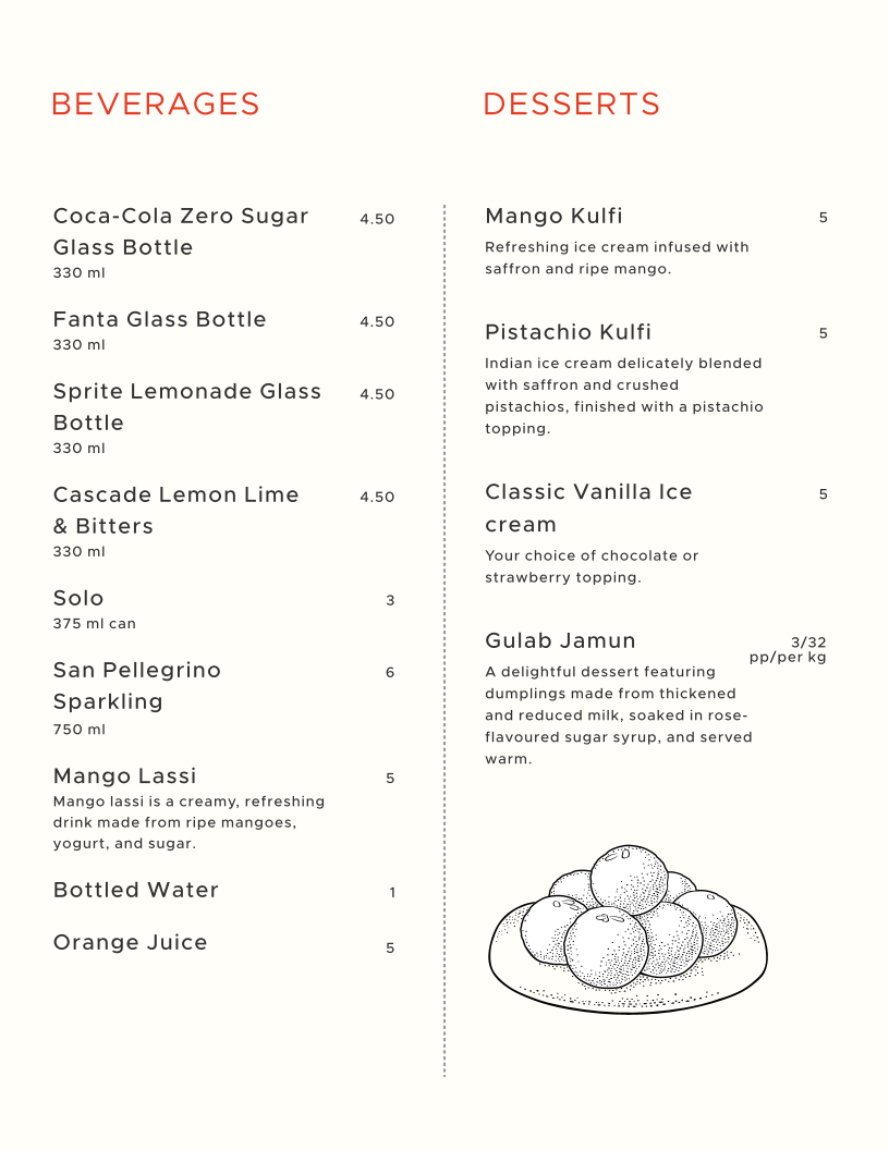 Menu, SPICE OF LIFE Campbelltown