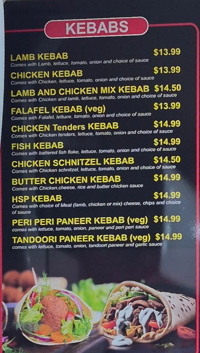 Menu, Luv A Kebab Pizza