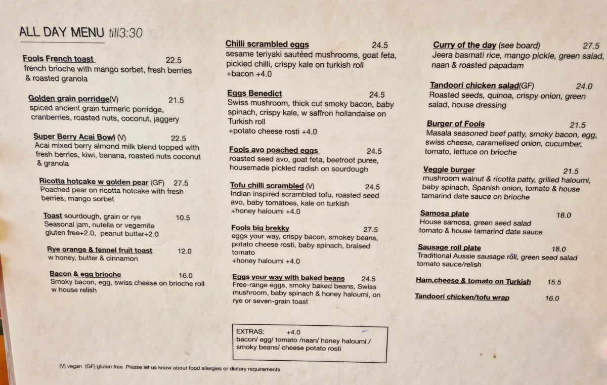 Menu, CHAIN OF FOOLS