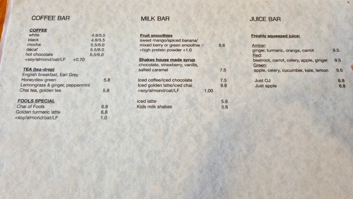 Menu, CHAIN OF FOOLS