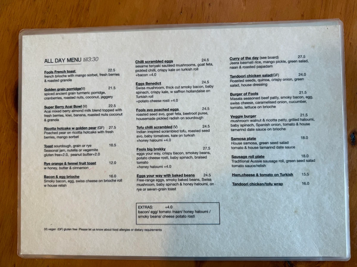 Menu, CHAIN OF FOOLS