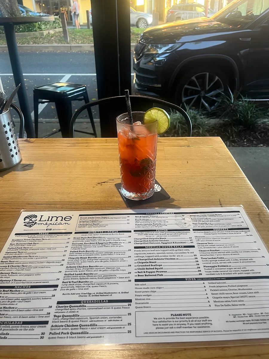 Menu, Lime Mexican ®
