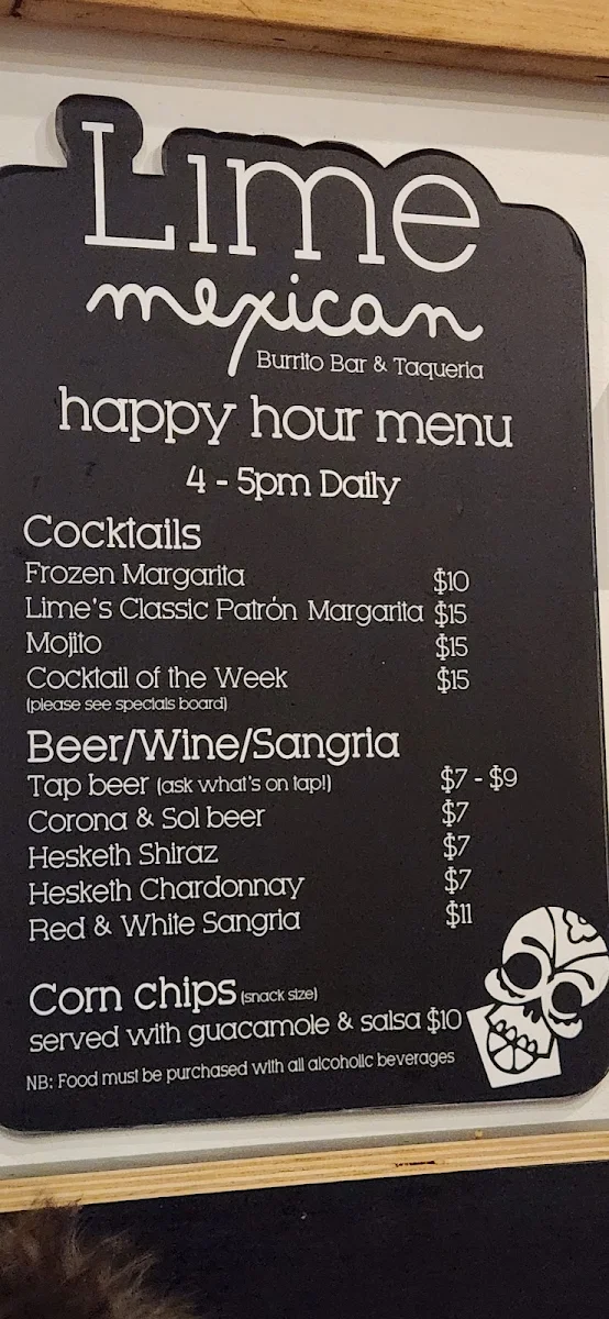 Menu, Lime Mexican ®