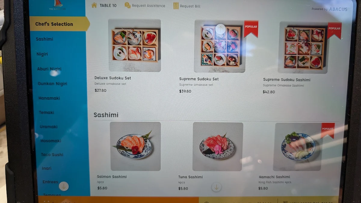Menu, The Sushii Chef