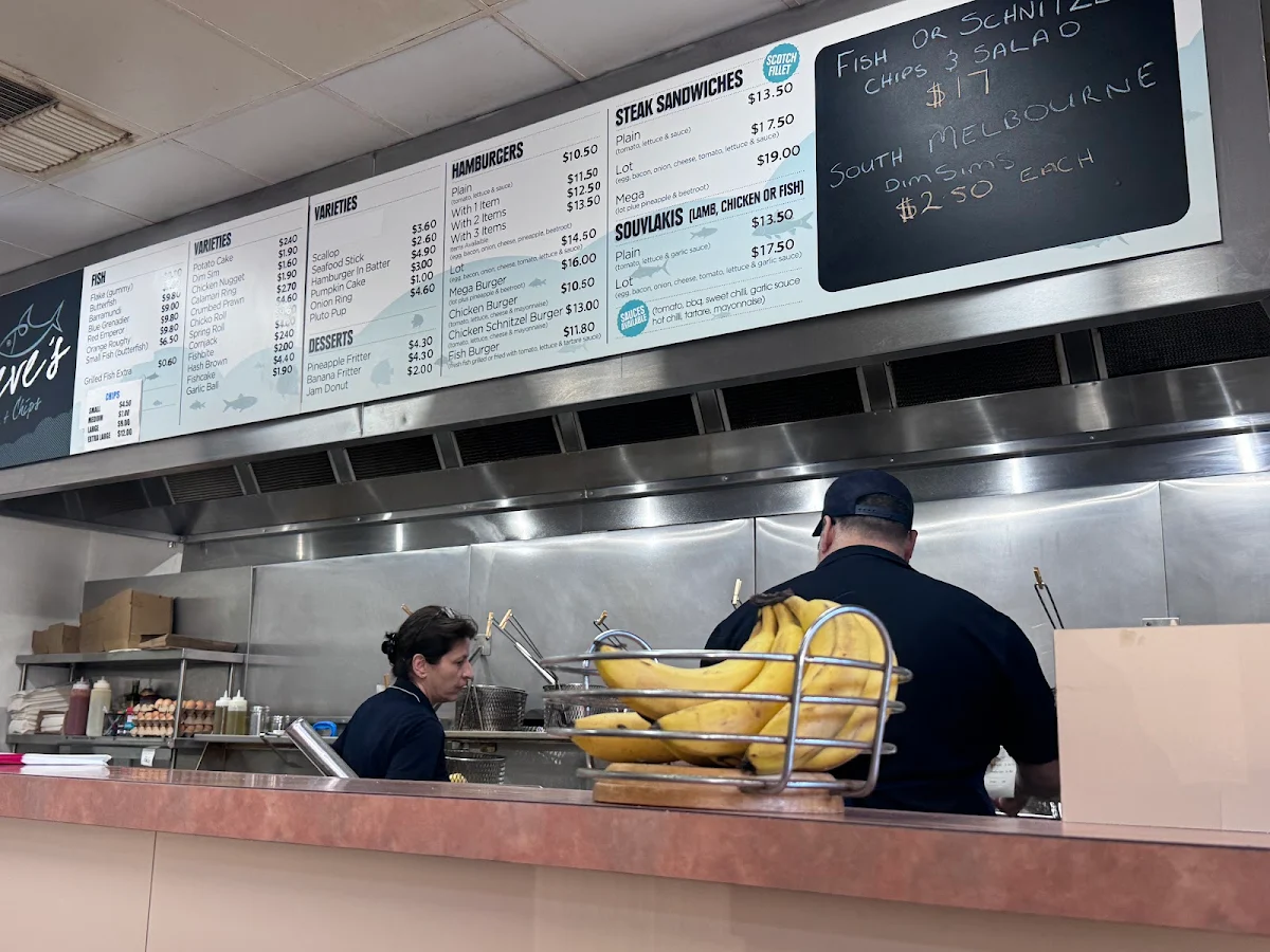 Menu, Steve's Fish Shop Maryborough