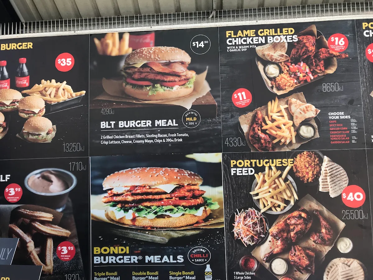 Menu, Oporto Casula Drive Thru