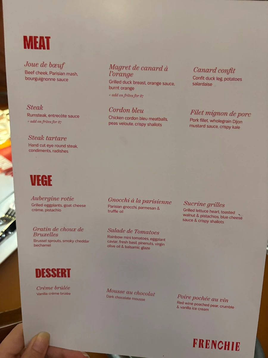 Menu, Frenchie