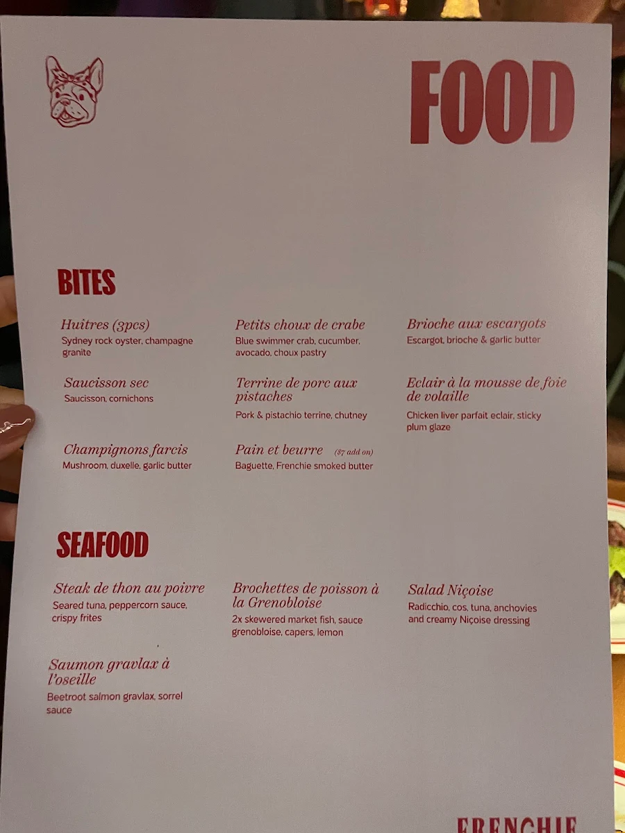 Menu, Frenchie