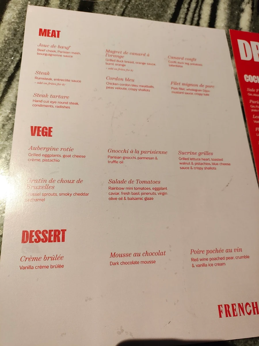 Menu, Frenchie