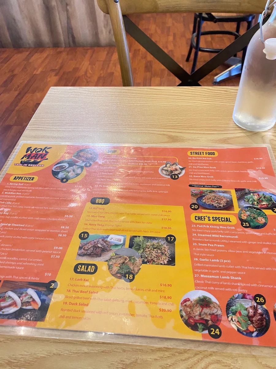 Menu, WOK MAN REDFERN