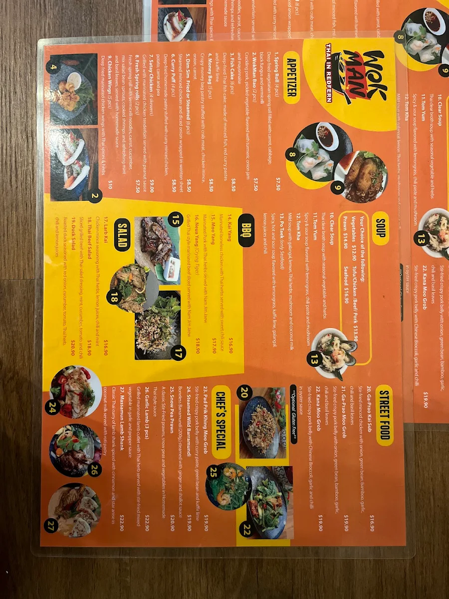 Menu, WOK MAN REDFERN