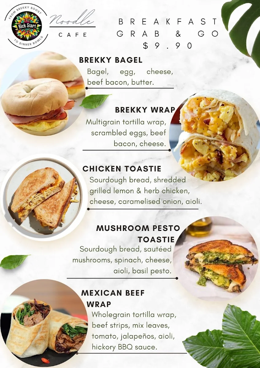 Menu, Kick Start Noodle Cafe
