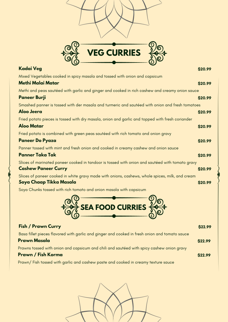 Menu, DOSA BITE Liverpool