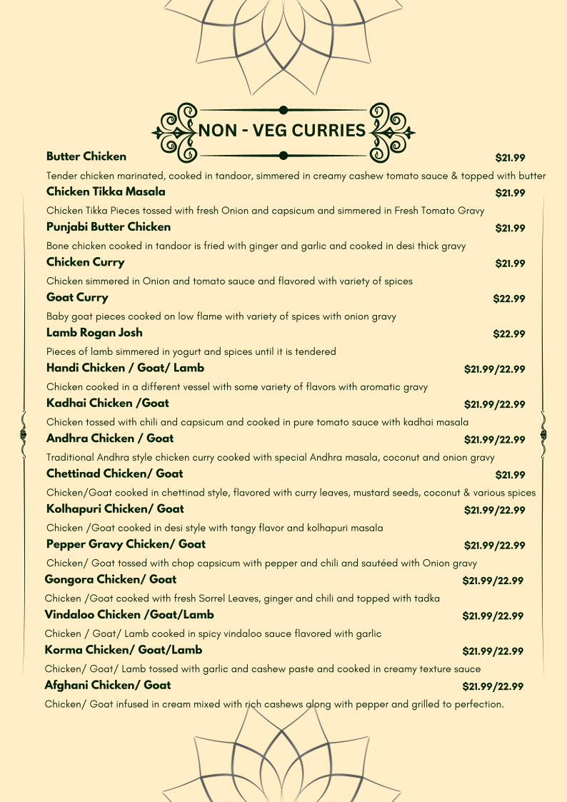 Menu, DOSA BITE Liverpool