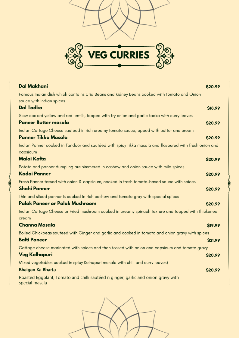 Menu, DOSA BITE Liverpool