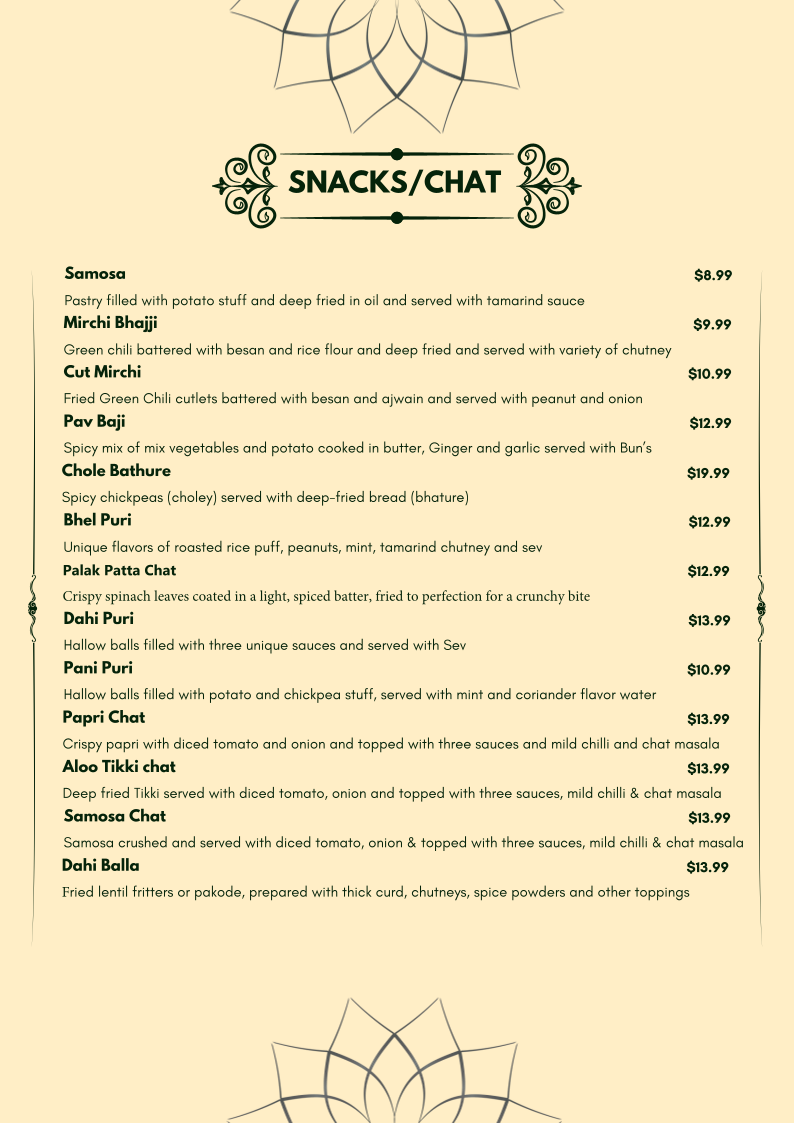 Menu, DOSA BITE Liverpool